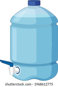 Water tank with tap for drinking water isolated on white background illustration