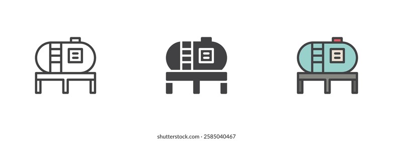 Water tank or a water tower different style icon set. Line, glyph and filled outline colorful version, outline and filled vector sign. Symbol, logo illustration. Vector graphics