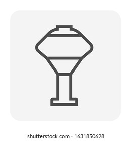 Water tank tower vector icon or elevated water tank. Using storage liquid and water. Then supply or transfer by pressure from elevation through pipeline for irrigation, agriculture, farming, home use.