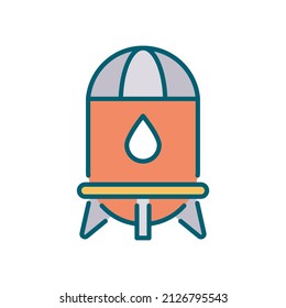 Ilustración de diseño del icono de contorno relleno del vector del depósito de agua. Símbolo agrícola y agrícola sobre fondo blanco archivo EPS 10