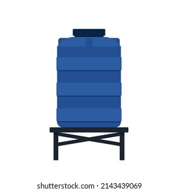 Water tank vector. free space for text. Blue water tank on white background.