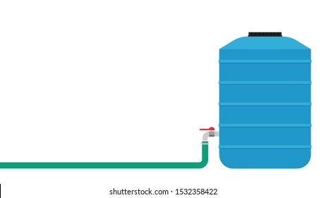 water tank vector. water tank on white background. tap vector. Hose.