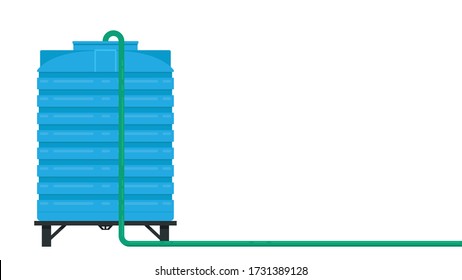 Water tank vector. water tank on white background. tap vector. Hose.