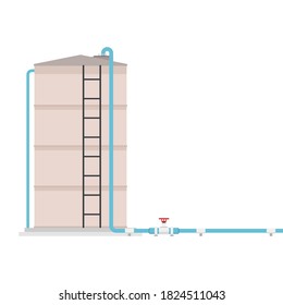 Water tank vector. water tank on white background. tap vector. Hose.