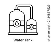 Water Tank  vector outline icon design illustration. Manufacturing units symbol on White background EPS 10 File