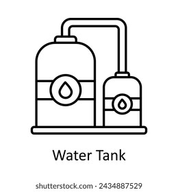 Water Tank  vector outline icon design illustration. Manufacturing units symbol on White background EPS 10 File
