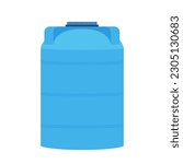 Water tank vector. Tap. Blue water tank on white background.