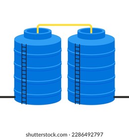 Water tank vector. Tap. Blue water tank on white background.
