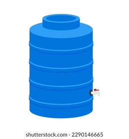 Water tank vector. Tap. Blue water tank on white background.