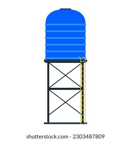Water tank vector. Tap. Blue water tank on white background.