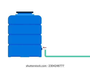 Water tank vector. Tap. Blue water tank on white background.