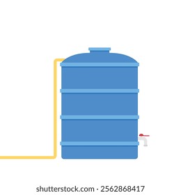 Water tank vector. Tap. Blue water tank on white background.