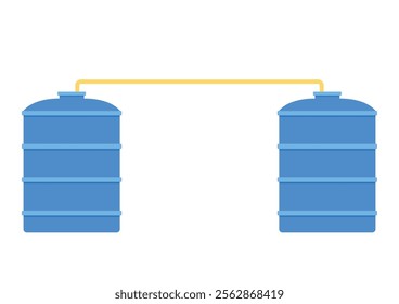 Water tank vector. Tap. Blue water tank on white background.