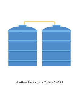 Water tank vector. Tap. Blue water tank on white background.