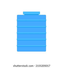 Water tank vector. Tap. free space for text. Blue water tank on white background.