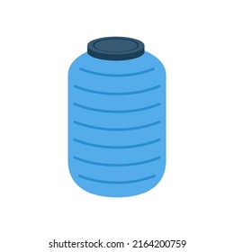 Vector de tanques de agua. Toca. espacio libre para texto. Tanque de agua azul sobre fondo blanco.