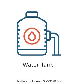 Water Tank Vector Two Color Outline IconIcon. Eps 10 file