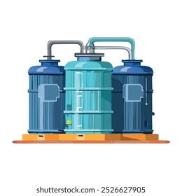 water tanks of various sizes connected to each other