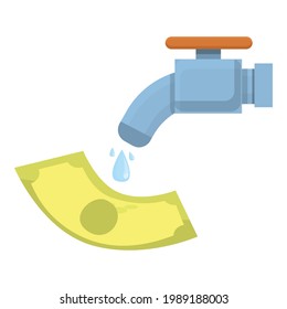 Water tap anti-money laundry icon. Cartoon of Water tap anti-money laundry vector icon for web design isolated on white background