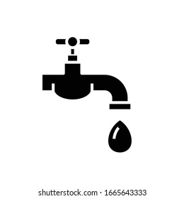 Water tap black icon, concept illustration, vector flat symbol, glyph sign.
