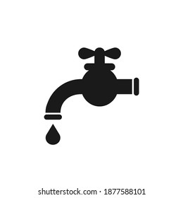 Water tap black vector icon. Water tap with water drop symbol isolated on white background. Vector EPS 10