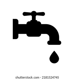 Water tap black vector icon on white background