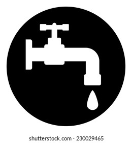Water tap button on white background. Vector illustration.