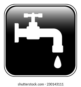 Water tap button on white background. Vector illustration.