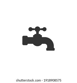 water tap with classic old valve. black icon isolated on white. Faucet pictogram. Vector illustration. 