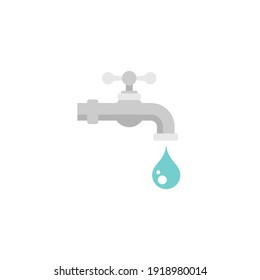 water tap with classic old valve and drop or droplet. black icon isolated on white. Faucet pictogram. Vecrot illustration. 