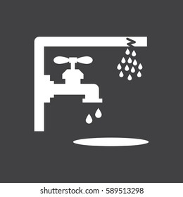 Water tap damage. Pipe break. Vector illustration