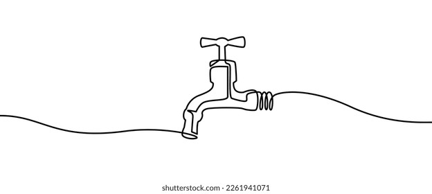 Water Tap drawing by continuos line, thin line design vector illustration