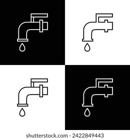 Water tap dripping with water drop logo template icon design