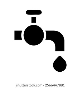 Water tap with drop. Concept of water conservation and saving resources.