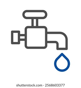 Water tap with drop. Concept of saving water, conservation, and resource management.