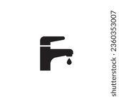 Water tap with drop. Faucet vector Vector icon