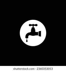 Wasserhahn mit Tropfen. Vektorsymbol eines Vektorgrafik-Manuskriptes