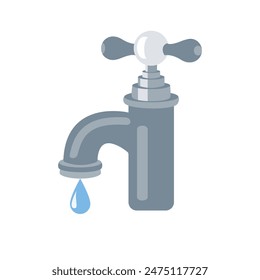 Grifo de agua con gota de agua ilustración plana