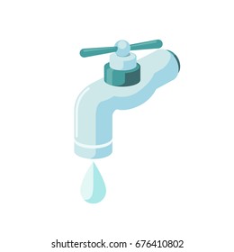 Water tap with water drop isometric style colorful vector illustration