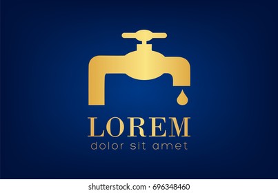 Water tap and drop logo