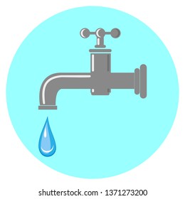 Water tap with a drop of pure water, logo, icon. Vector illustration