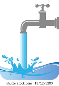 Water tap with a drop of pure water, logo, icon. Vector illustration