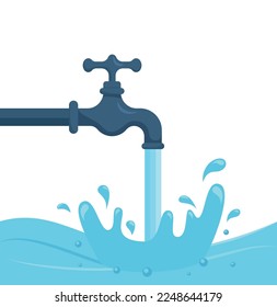 Water tap with a drop of pure water, logo, icon. Vector illustration