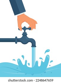 Water tap with a drop of pure water, logo, icon. Vector illustration eps 10