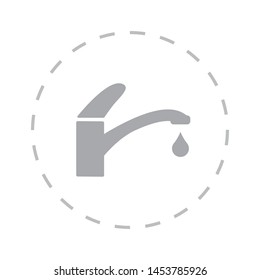 A water tap with a drop vector icon. The symbol of a water tap. A tap vector icon.