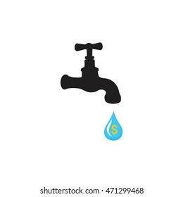 Water tap with drop vector icon
