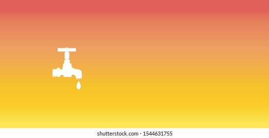 water tap with drop. vector illustration.On a hot orange background, drought symbol, water conservation concept.