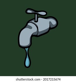Water tap with water drop vector illustration