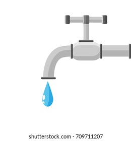 water tap with a drop of water. vector illustration