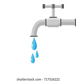 water tap with a drop of water. vector illustration